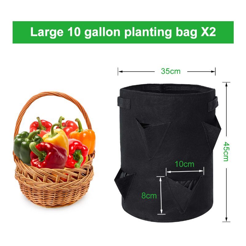 Tvird Jordgubbsplanteringspåsar 2-pack 10 Gallon Planteringspåse Tygkrukor Premium Andningsbara Tygpåsar