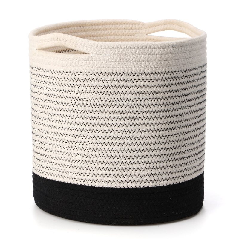 Tvird Woven Cotton Rope Korg Organizer Förvaringskorg Plant Krukor Tvättkorg