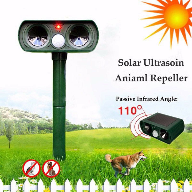 Ultraljud Solar Power Pest Animal Repeller Avvisande Katthund Fågel Mus Räv