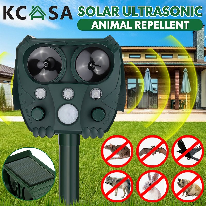 Ultrasonic Solar Battery Cat Hund Pest Repeller Scarer Avskräckande Repellent Animal