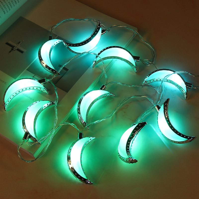 10st Led Deluxe Ramadan Nattljus Eid String Light Moon Dekorationer