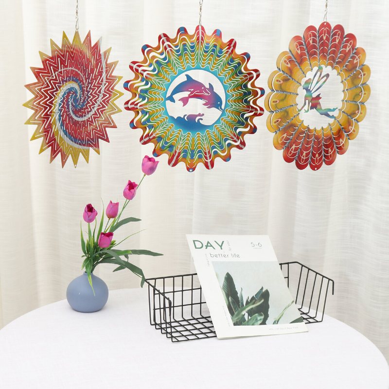 12'' 3d Fairy Garden Wind Spinner Sun Catcher Cyclone Yard Utomhusdekorationer