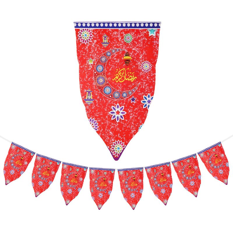 8st Ramadan Mubarak Arabisk Bunting Islamisk Celebration Banner Flagga Dekorationer