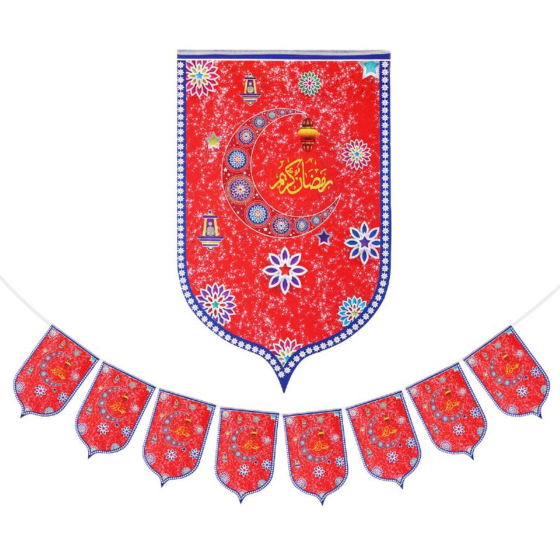 8st Ramadan Mubarak Arabisk Bunting Islamisk Celebration Banner Flagga Dekorationer