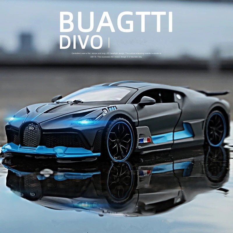 Alloy Sport Car Bugatti Divo Öppna Dörrar Ljudljus