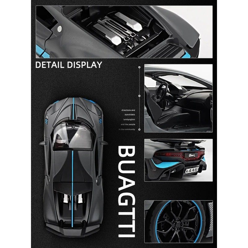 Alloy Sport Car Bugatti Divo Öppna Dörrar Ljudljus