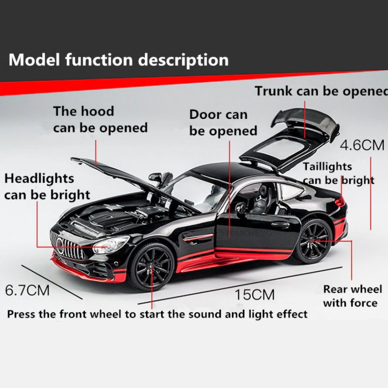 Alloy Sport Car Mercedes Amg Gtr Öppna Dörrar Ljudljus