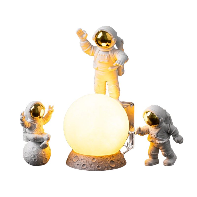 Astronaut Och Moon Resin Dekor Actionfigurer