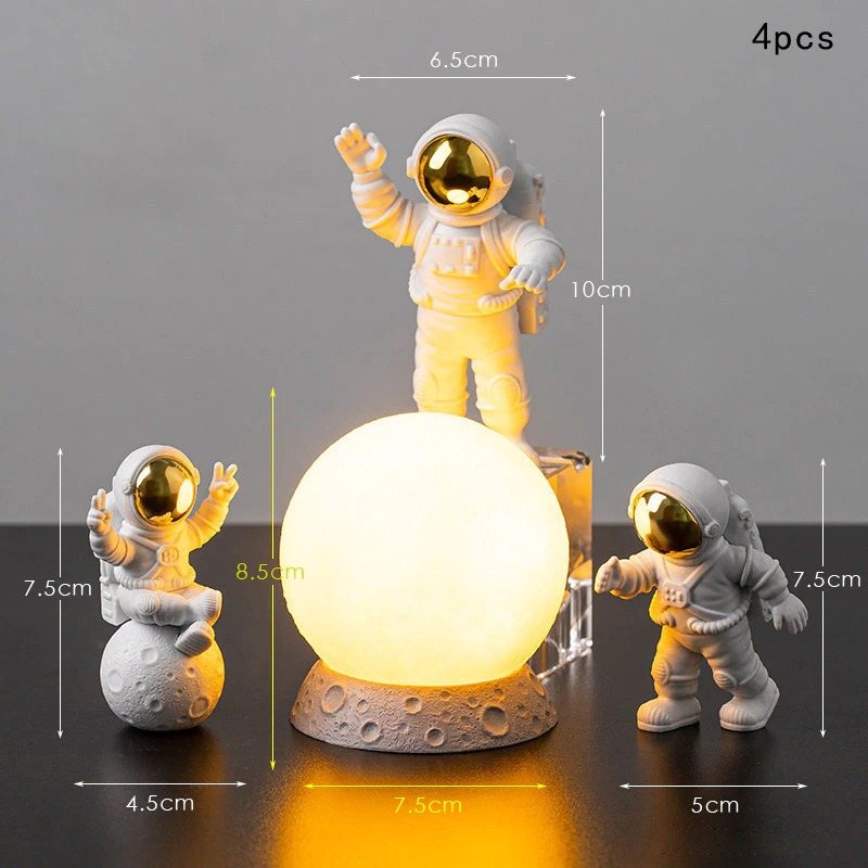 Astronaut Och Moon Resin Dekor Actionfigurer