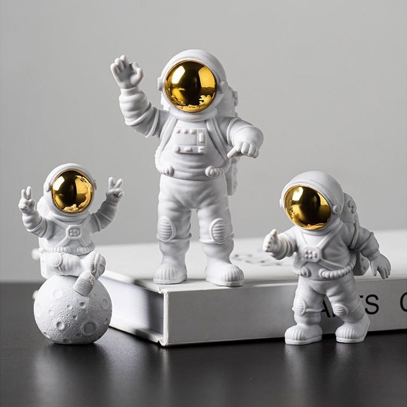 Astronaut Och Moon Resin Dekor Actionfigurer