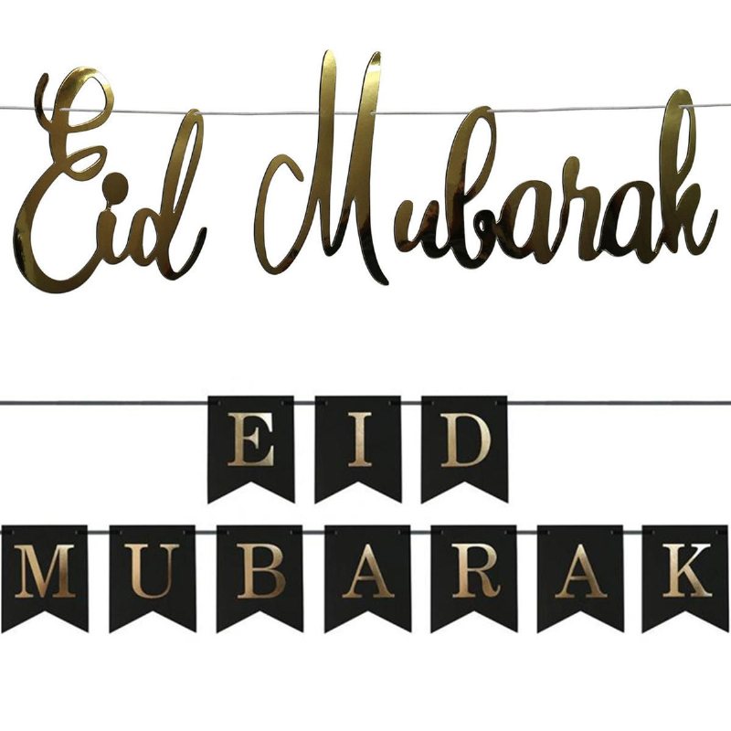 Eid Mubarak Ramadan Kareem Islam Vimpel Bunting Hem Party Banner Dekorationer