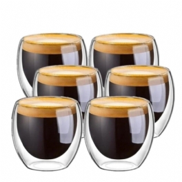 Espressokoppar Set 80ml 2.7oz Dubbelväggig Värmeisolerad