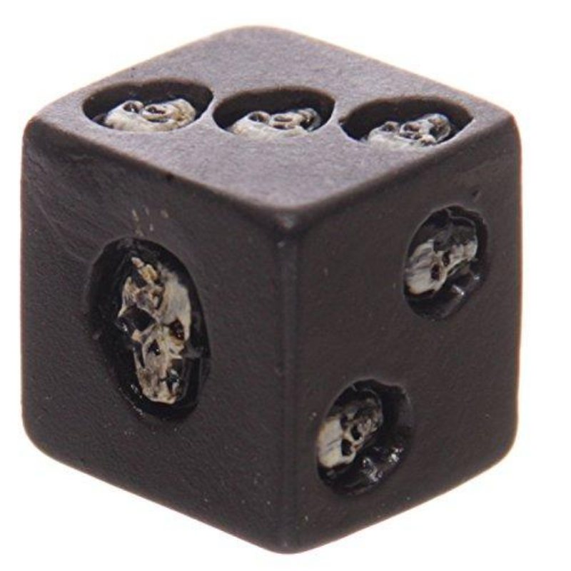 Fs-01 Set Med 5 Black Skull Dice Grinning Deluxe Devil Poker Gothic Gambling