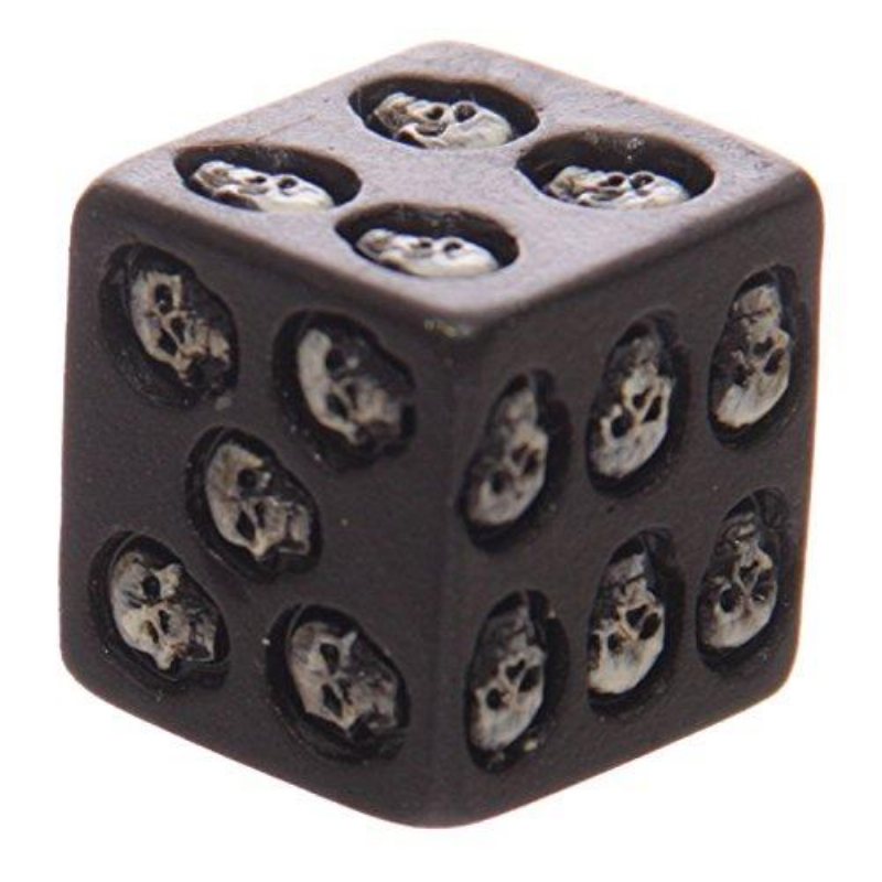 Fs-01 Set Med 5 Black Skull Dice Grinning Deluxe Devil Poker Gothic Gambling