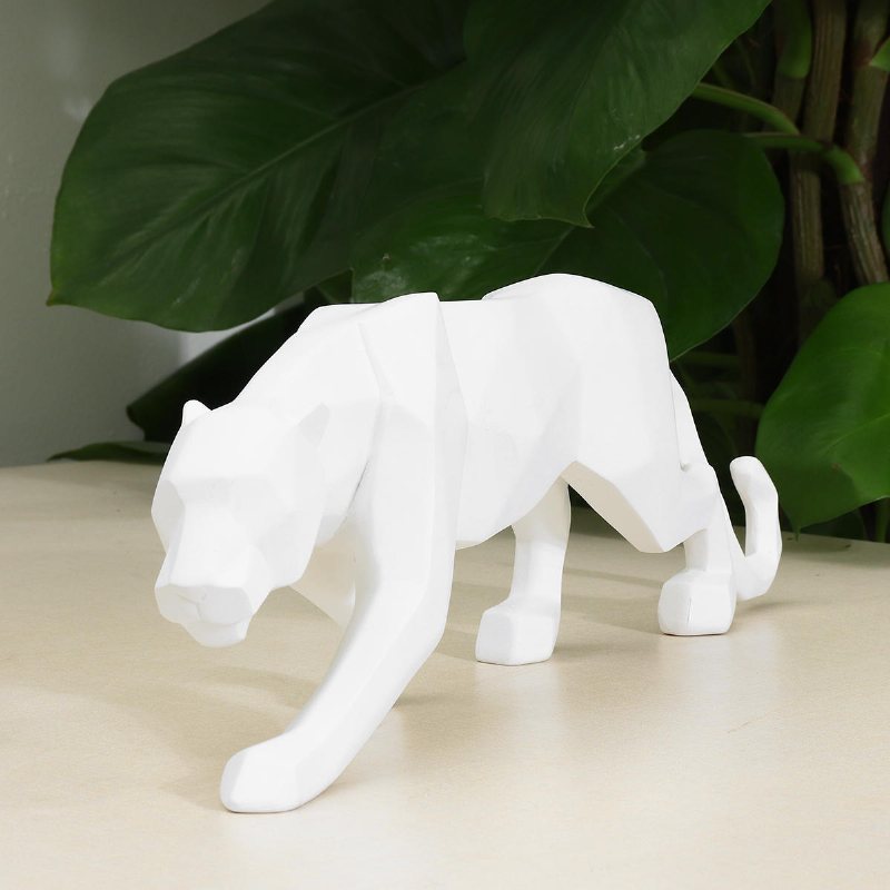 Geometrisk Leopard Konst Skulptur Staty Figur Ornament Resin Panther Hemmakontor Dekorationer