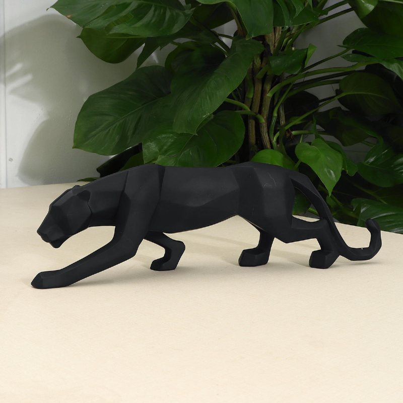 Geometrisk Leopard Konst Skulptur Staty Figur Ornament Resin Panther Hemmakontor Dekorationer