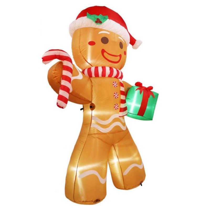 Jul Uppblåsbar Gingerbread Man 8ft Utomhus Hem Trädgård Butik Dekoration