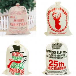 Jultomte Presentsäck Tygstrumpa Förvaring Burlap Bag Bundle Juldekorationer