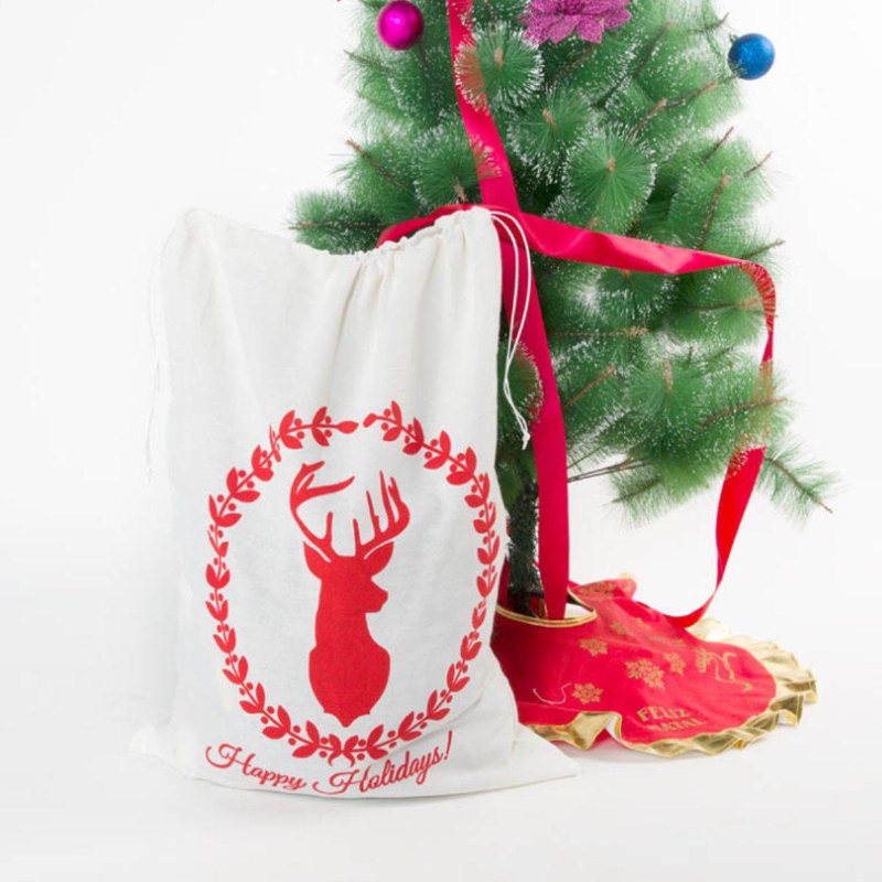 Jultomte Presentsäck Tygstrumpa Förvaring Burlap Bag Bundle Juldekorationer