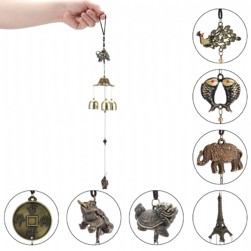 Koppar Lucky Feng Shui Wind Chime Hängande Bell Jingle Dörrande Charm