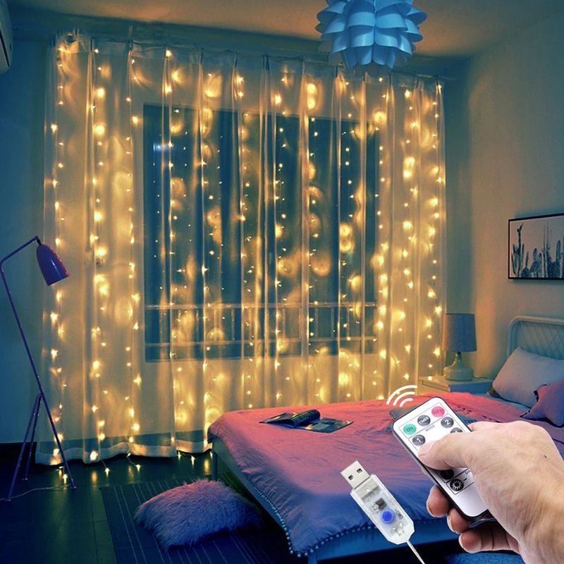 Led Gardin Garland Usb String Lights Fairy Festoon Med Fjärrkontroll