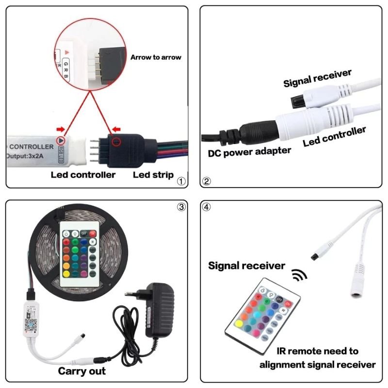 Led-ljusremsor Bluetooth Wifi-kontroller Flexibel Rgb