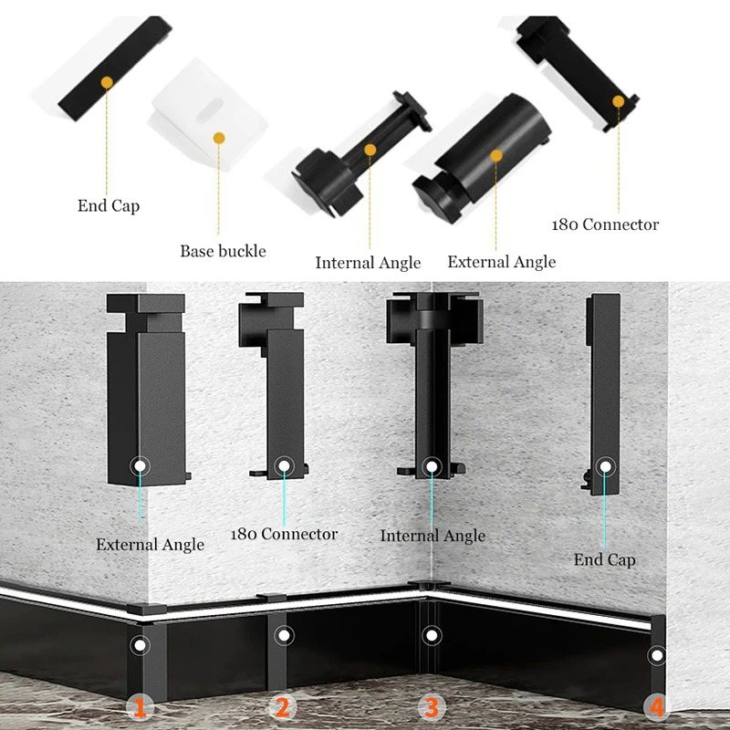 Led Strip Aluminium Profil Base Board Med Bakgrundsbelysning Kanal Vägg Trim Linje Kant Bar Light