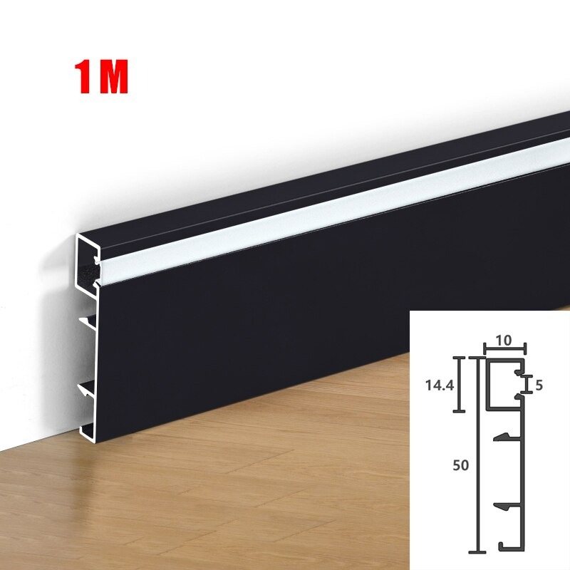 Led Strip Aluminium Profil Base Board Med Bakgrundsbelysning Kanal Vägg Trim Linje Kant Bar Light