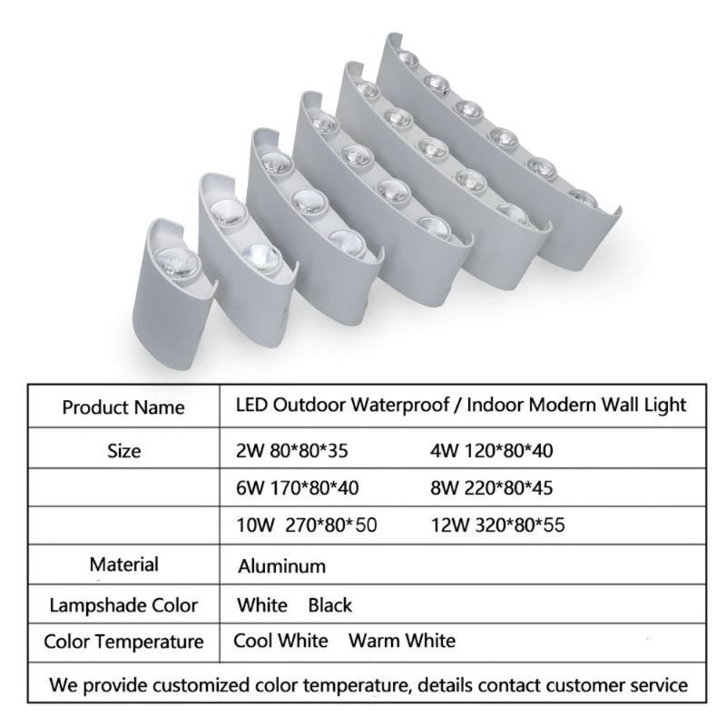 Led Vägglampa Utomhus Vattentät Trädgårdsbelysning Aluminium Ip65