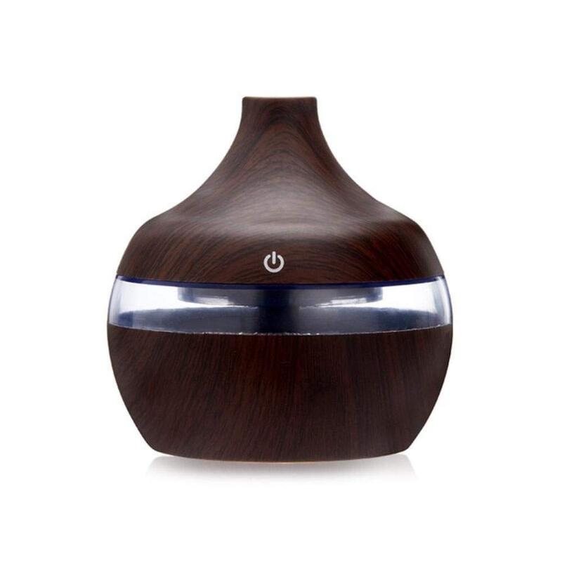 Luftfuktare Elektrisk Essential Aroma Oil Diffuser Ultrasonic Wood Grain Usb Led Light