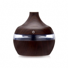 Luftfuktare Elektrisk Essential Aroma Oil Diffuser Ultrasonic Wood Grain Usb Led Light