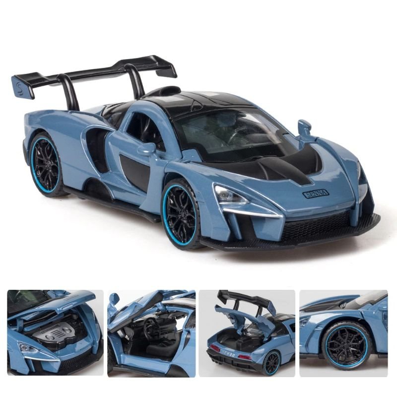 Mclaren Senna Alloy Sportbil Modell Med Ljud Ljus Pull Back Toy