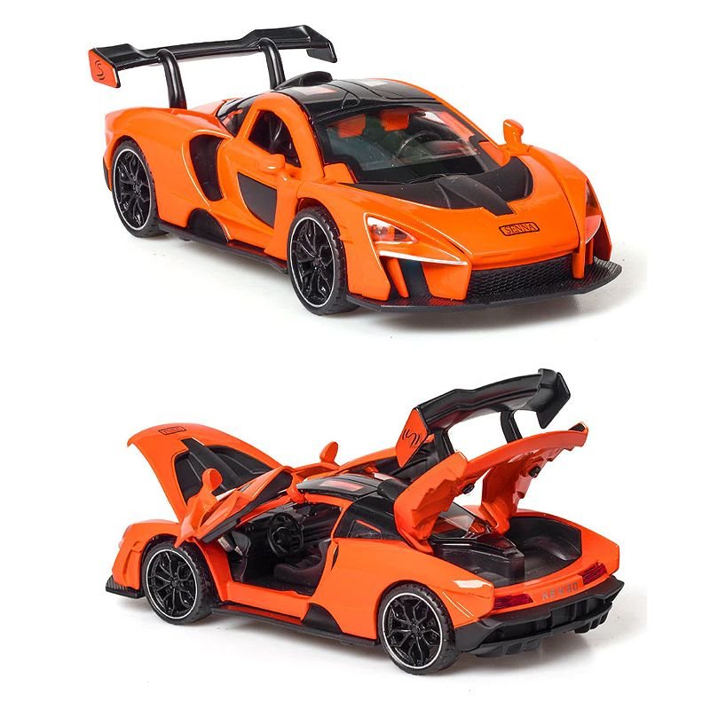 Mclaren Senna Alloy Sportbil Modell Med Ljud Ljus Pull Back Toy