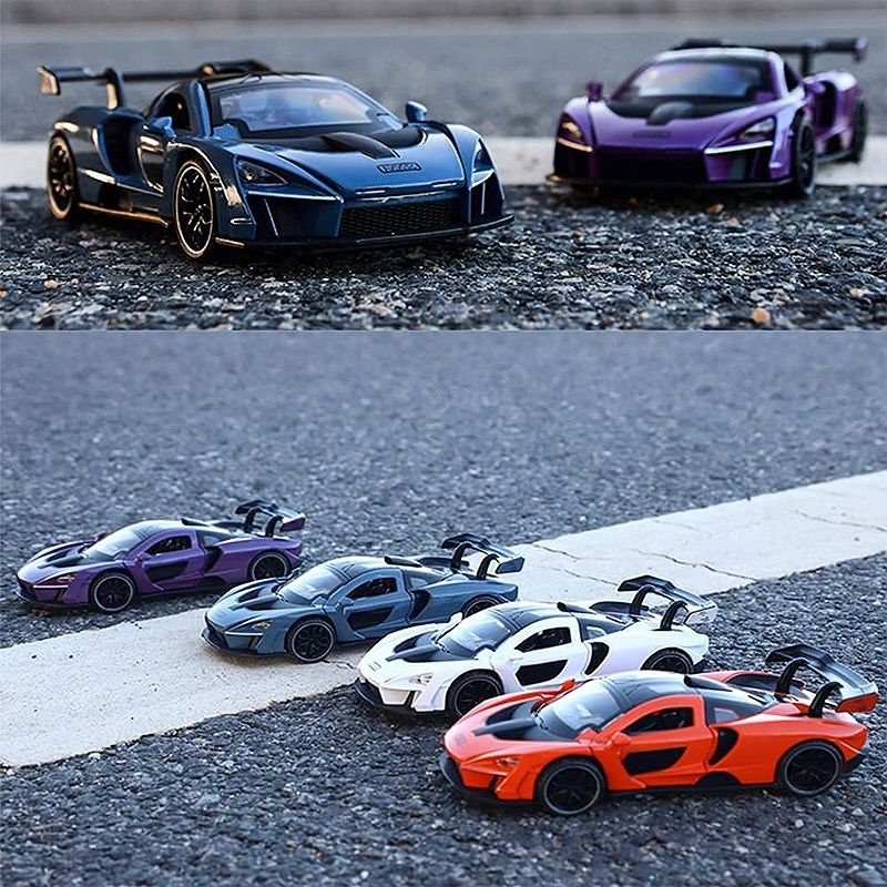 Mclaren Senna Alloy Sportbil Modell Med Ljud Ljus Pull Back Toy