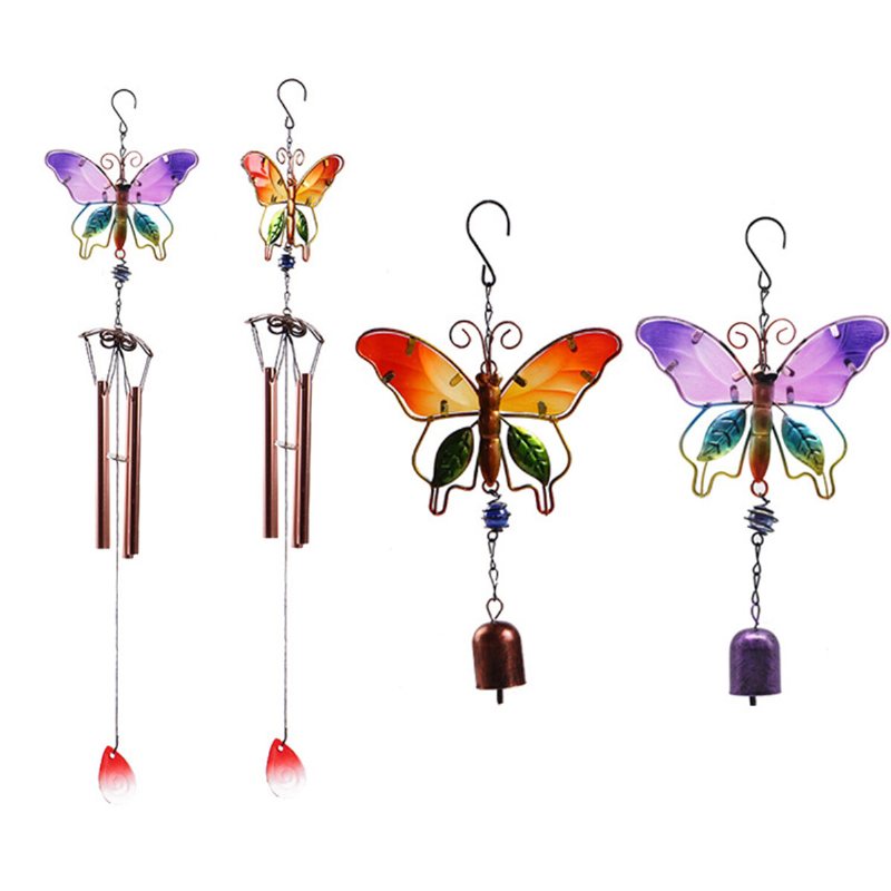 Metal Butterfly Wind Chime Glas Målade Prydnader Chimes Hängen