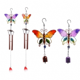 Metal Butterfly Wind Chime Glas Målade Prydnader Chimes Hängen