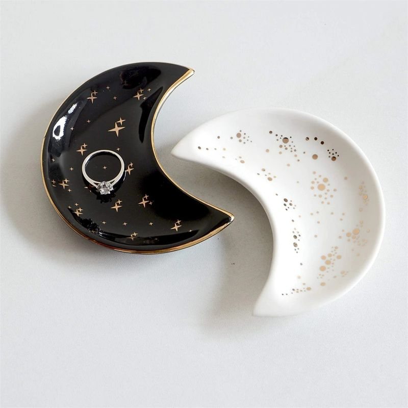 Nordic Ceramic Moon Shape Små Smyckesfat