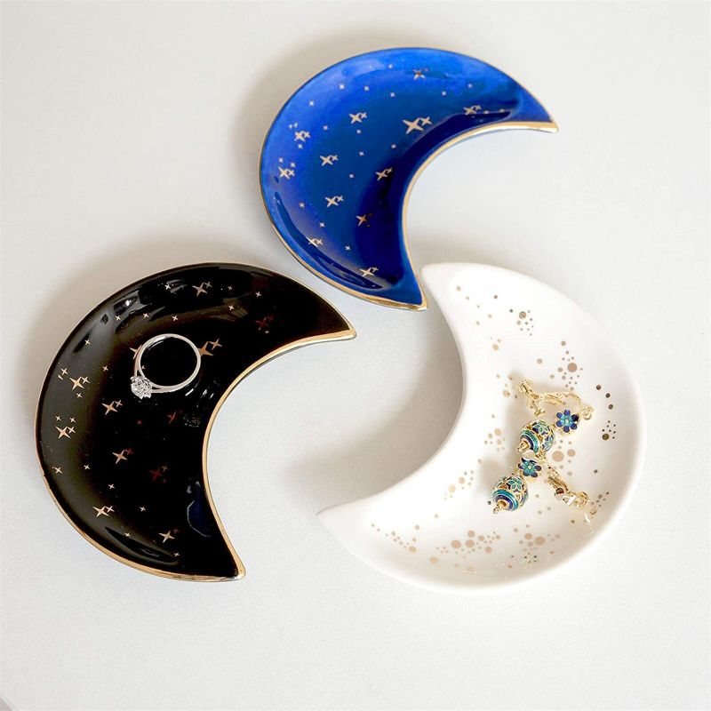 Nordic Ceramic Moon Shape Små Smyckesfat