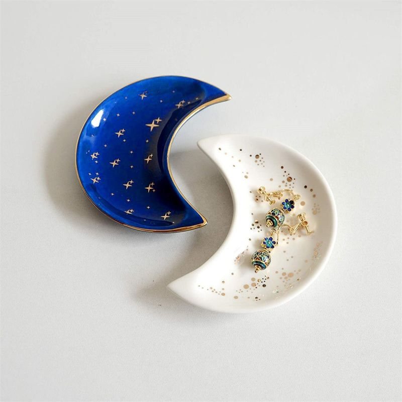 Nordic Ceramic Moon Shape Små Smyckesfat