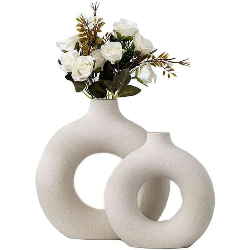 Nordic Circular Vase Hollow Keramisk Blomkruka