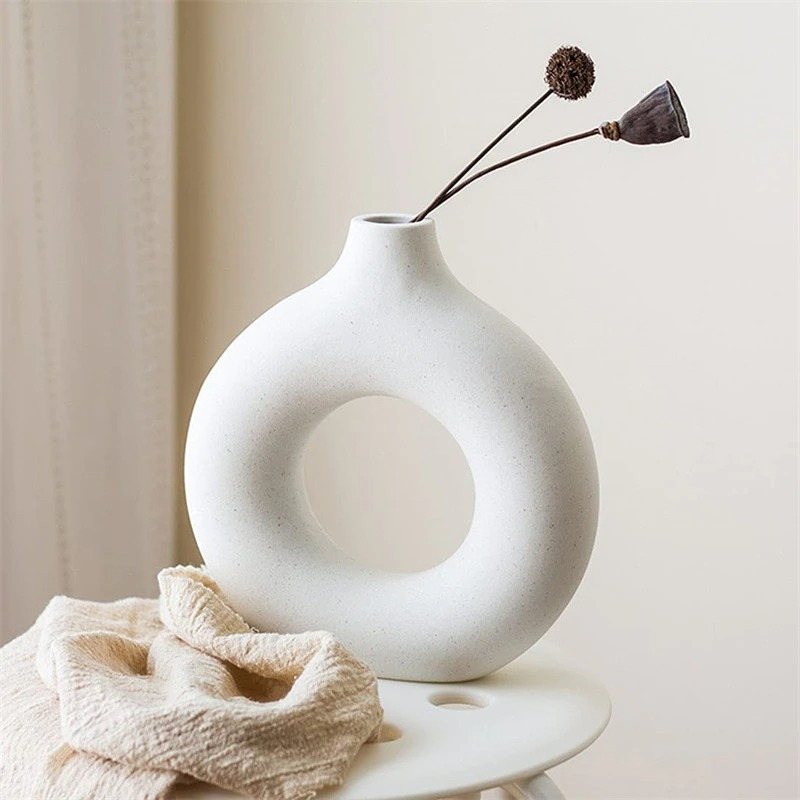 Nordic Circular Vase Hollow Keramisk Blomkruka