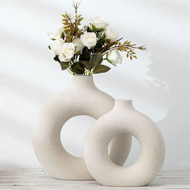 Nordic Circular Vase Hollow Keramisk Blomkruka