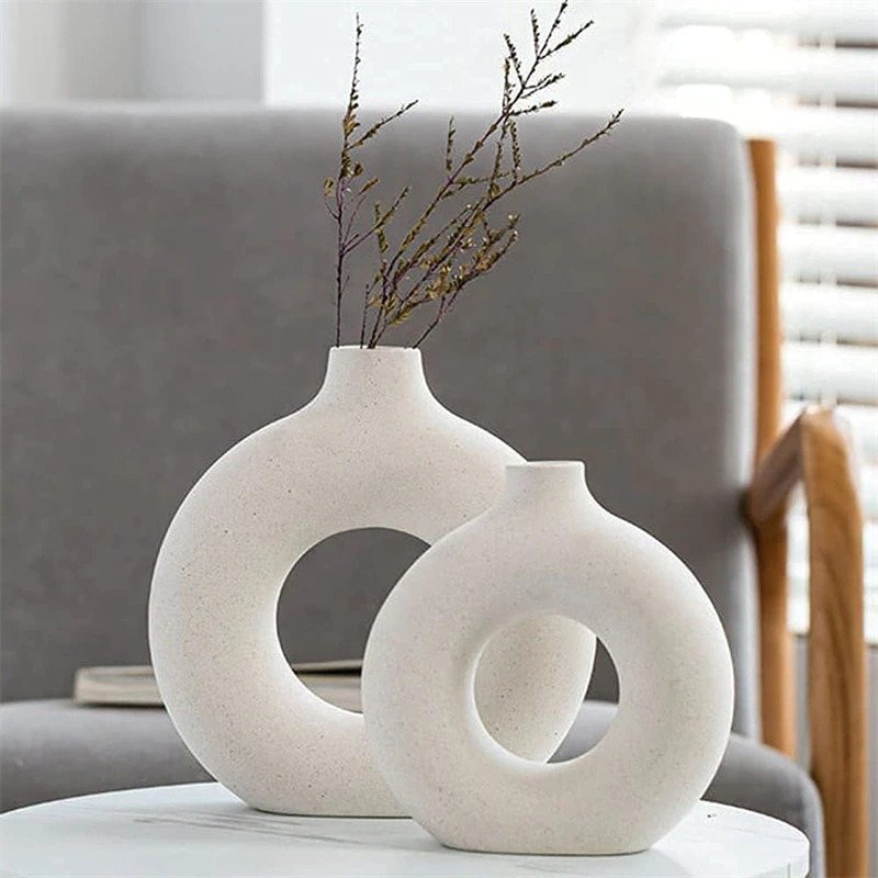 Nordic Circular Vase Hollow Keramisk Blomkruka