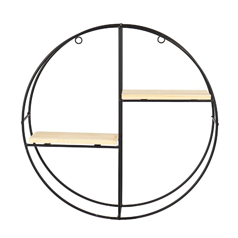 Nordic Geometric Trä Järn Vägg Hylla Växt Display Rack Förvaring Cafe Hemdekorationer