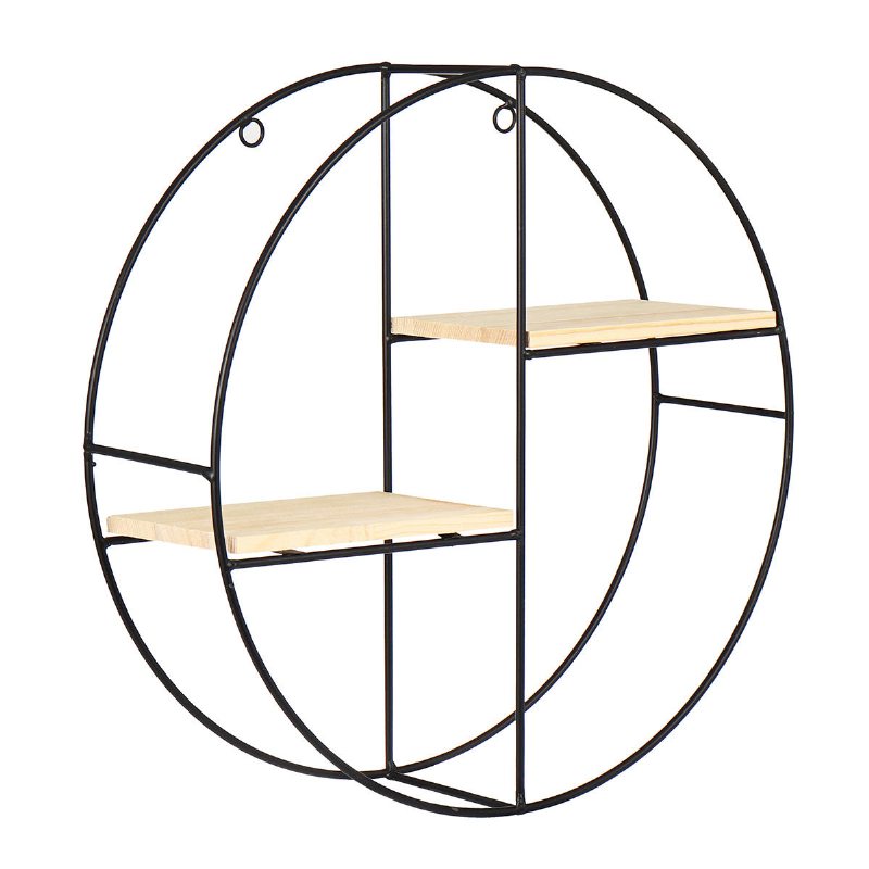 Nordic Geometric Trä Järn Vägg Hylla Växt Display Rack Förvaring Cafe Hemdekorationer