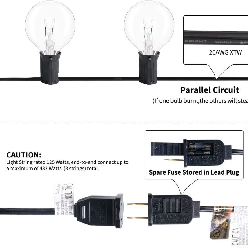 Outdoor Lights String 25 Feet Globe Patio