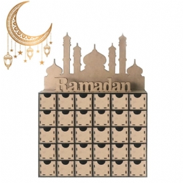 Ramadan Adventskalender Gör-det-själv-huslåda 30 Rutnät Mdf-ställställsdekorationer