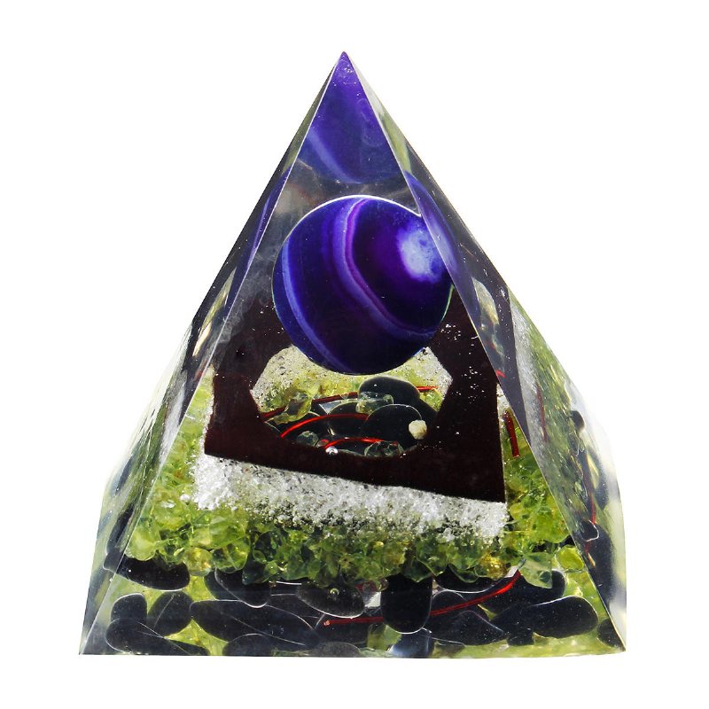 Reiki Charged Emerald Clear Quartz Crystal Orgone Pyramid Kraftfulla Dekorationer