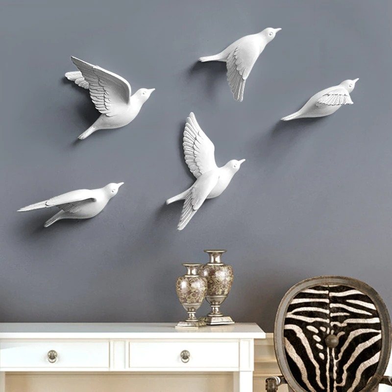 Resin Birds Figurine Wall 3d Stickers