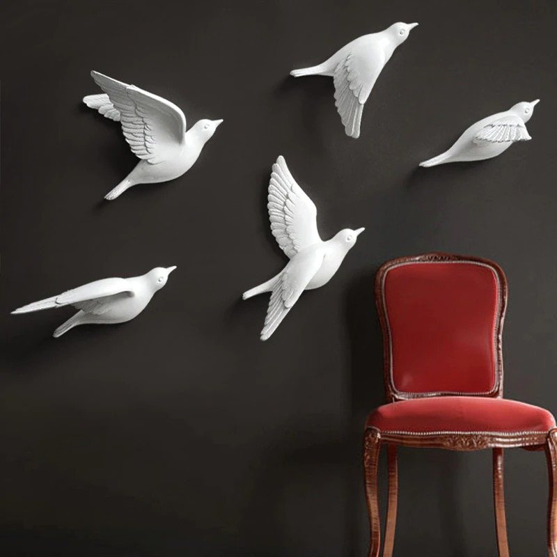 Resin Birds Figurine Wall 3d Stickers